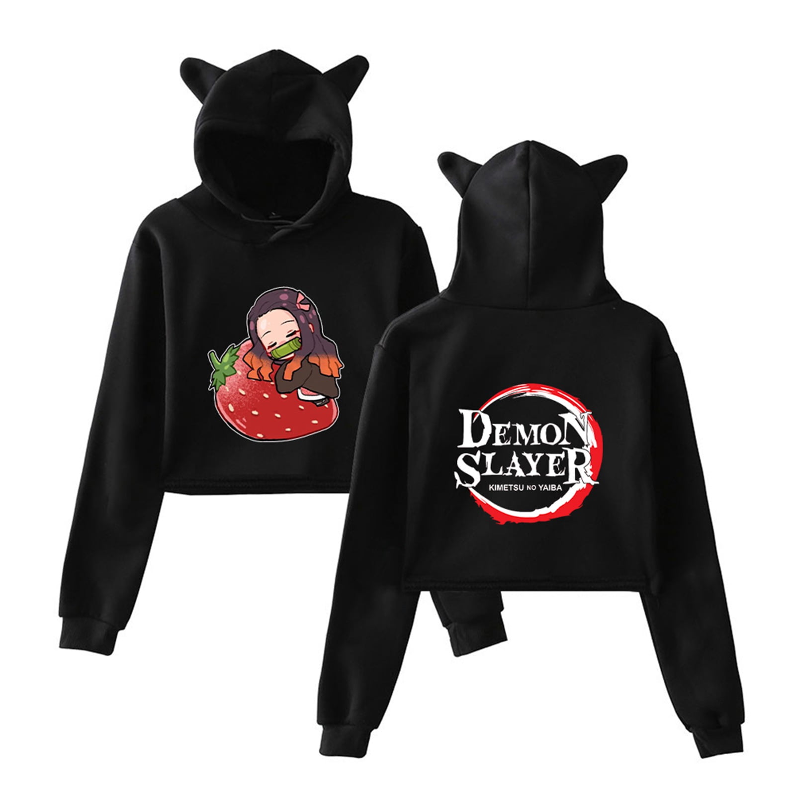 cat ear crop top hoodie
