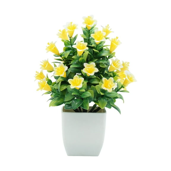 Clearance Barhoo Artificial Flowers in Vase, Artificial Potted Plants Faux Floral Arrangements for Desk Home and Decor Plastic Decorative Vase for Living Room Bedroom Bathroom, Clearance Sale