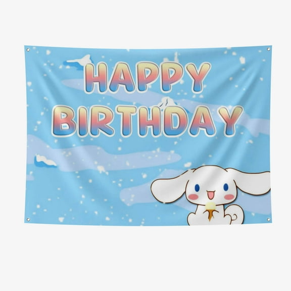 Cinnamoroll Party Supplies Happy Birthday Banner 7*5FT Large Size Cinnamoroll Party Decoration