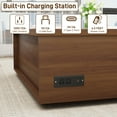 thumbnail image 3 of 47" Large Lift Top Coffee Table with Power Outlets & 2 Storage Drawers, Morden Wooden Coffee Table w/Hidden Compartment Storage, Center Lift Coffee Table for Living Room,Walnut&White, 3 of 9