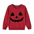 thumbnail image 4 of lcziwo Chandail à Capuchon Visage de Citrouille Filles Halloween 2024 Mode Graphique Col Rond Grande Taille Chandail Ample Hauts Automne Hiver Chandails Chauds pour 2-10 Ans Rouge,3 Ans, 4 of 4