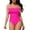 Hot Pink, variant on Women's Monokini Flounce Halter Slimming High Waisted One Piece Bathing Suits Backless Bodycon Bikinis with Adjustable Spaghetti Straps Hot Pink M