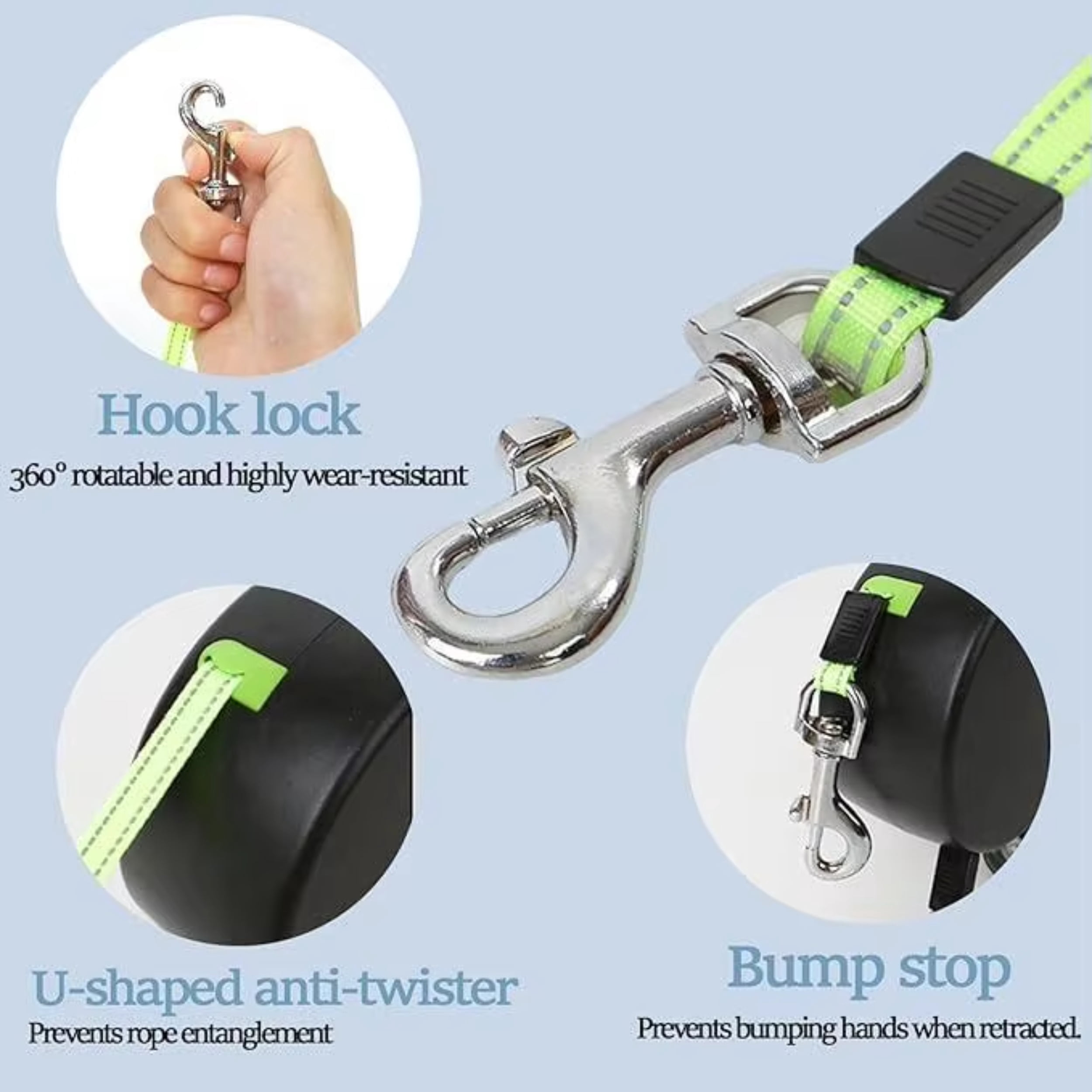OEM New Tangle-Free Dual Dog Leash with 360° Swivel Head Retractable Leash