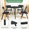 thumbnail image 2 of 5 Piece Foldable Table and Chair Set, Portable Upholstered Card Table and Chair, Metal Frame Folding Children Activity’s Table and Chair Set for Dining Room, Playroom, Living Room, Black, 2 of 8
