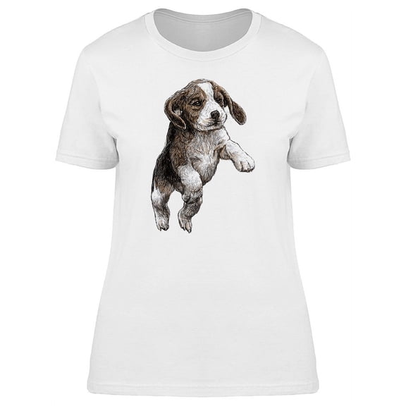 Adorable Beagle Puppy Sketch T-Shirt Women -Image by Shutterstock, Female Small