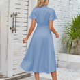 thumbnail image 3 of Birdeem Robe Midi Longue Décontractée d'Été pour Femmes à Manches Courtes Col en V Unie Aguichant Fluide, 3 of 12