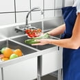 thumbnail image 4 of Stainless Steel Sink, 57x26x44inch, Three Bowl Compartment, Hot & Cold Hoses, Kitchen Utility Sink for Garage, Restaurant, Indoor Outdoor, 4 of 9