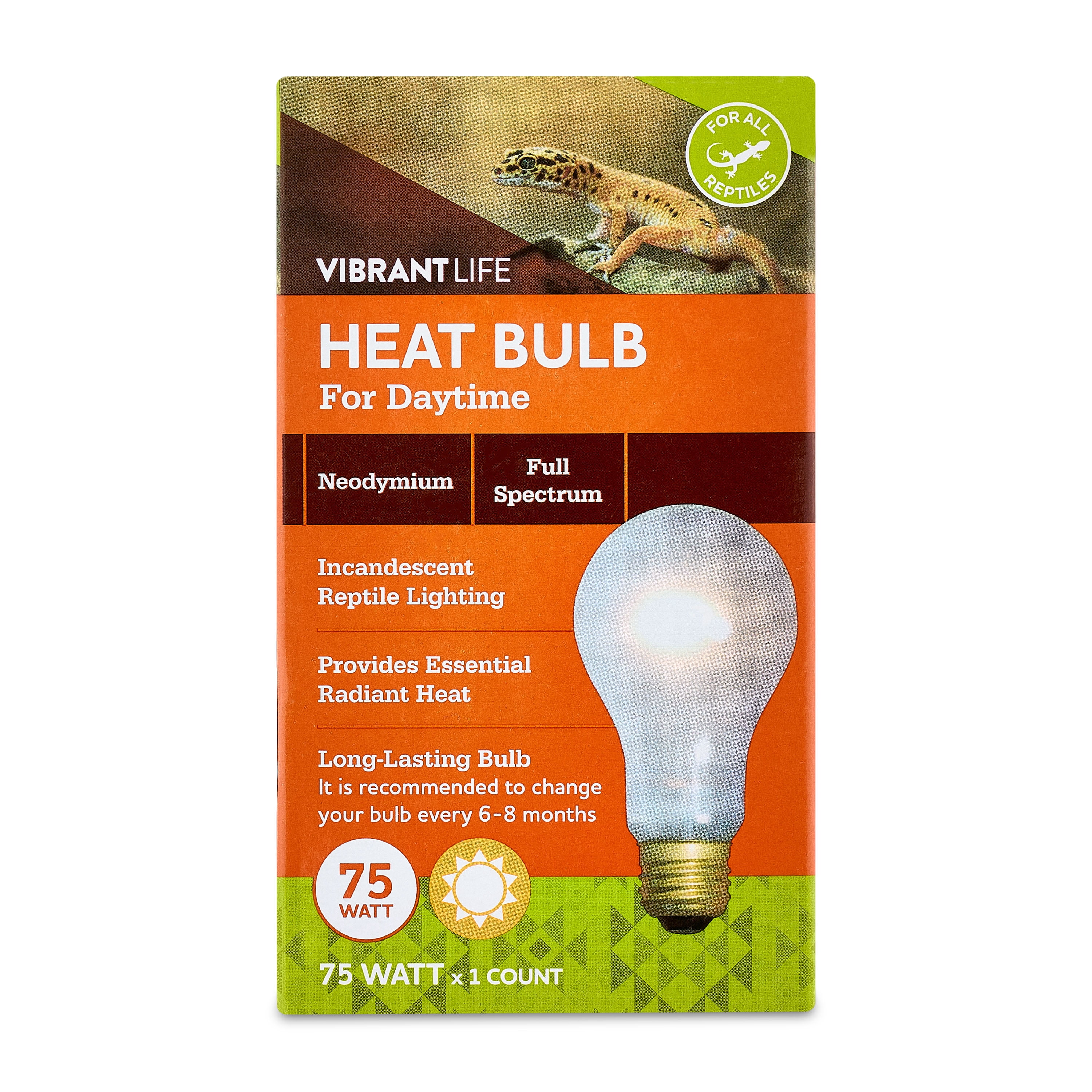 (3 pack) Vibrant Life Daylight Bulb for Reptiles, 75 Watts, Terrarium Habitat Lighting