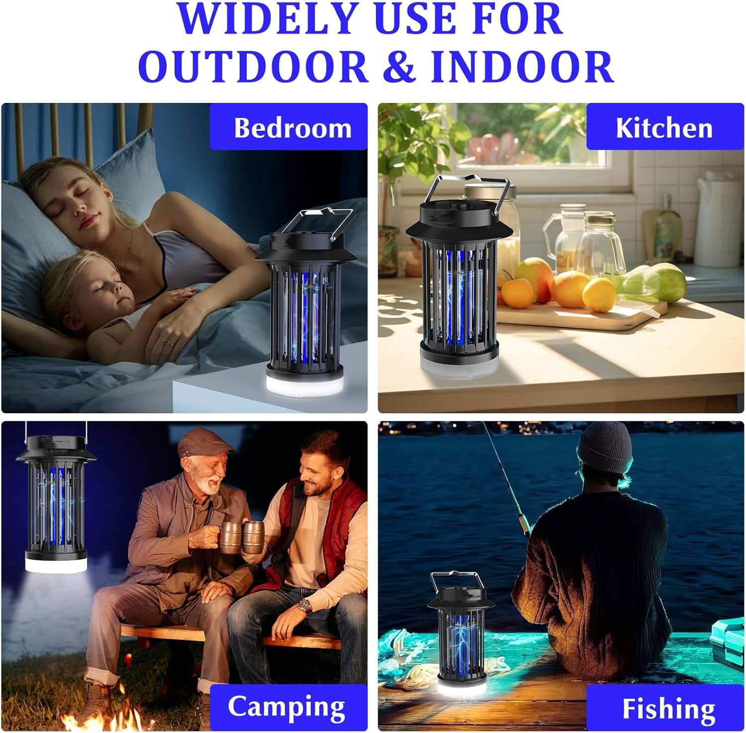 Bug Zapper Outdoor with LED Light, 4200V USB Rechargeable Mosquito Killer Lamp, Electric Fly Trap, Indoor and Outdoor Bug Zapper, Suitable for Home, Backyard, Patio, Camping and Fishing