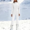 thumbnail image 2 of Hurxie Womens Solid Color Long Sleeve Yoga Bodysuit Elastic Workout Onesie White ,S, 2 of 7