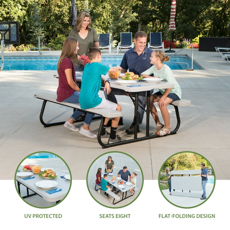 Lifetime 6 ft. Classic Folding Polyethylene Picnic Table, Gray