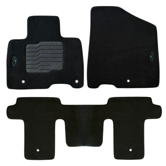 Carpet Floor Mats for 2022 to 2026 Kia Carnival 8 Passenger, Non Slip Driver Heel Pad, Safety Locks, Front and Rear, Black