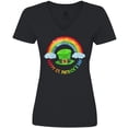 thumbnail image 3 of Inktastic Happy St. Patrick's Day Rainbow and Hat Women's V-Neck T-Shirt, 3 of 5