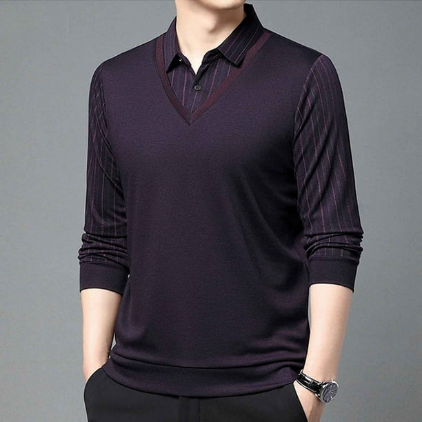 Blusa y camisa de manga larga con cuello vuelto para hombre, informal, con estampado y cremallera, de poliéster.