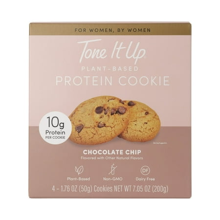 Tone It Up Plant Based Protein Cookies, Chocolate Chip, 10g Protein, 4 Count