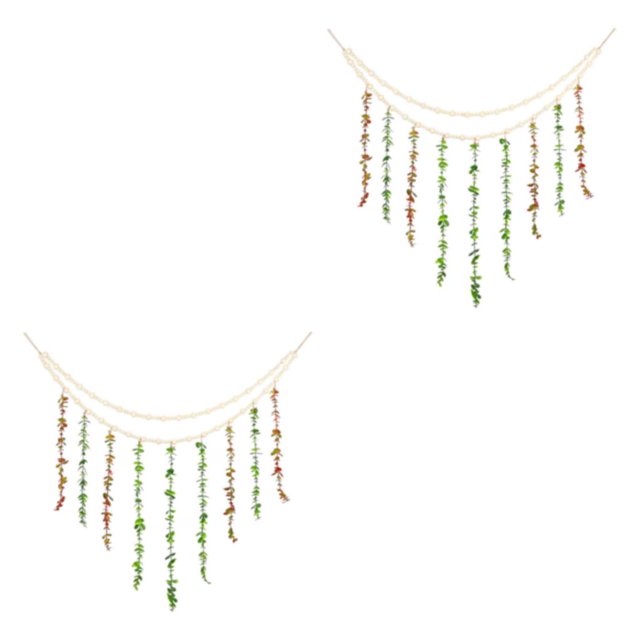 Toystoory Ambiente acogedor con decoración de pared de cuerda de cáñamo de eucalipto simulado con patrones claros y alto rojo+verde 2piezas