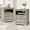 Grey, variant on KIGOTY Farmhouse Nightstand with Charging Station, Bedside Table with 2 Drawer,Open Compartment, Side Table with Storage, End Table for Bedroom (Dark-Brown, 1 Pack)