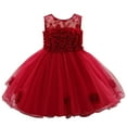 thumbnail image 1 of B91xZ Filles Robe Florale Enfants Robes Basiques en Coton Sans Manches, Rouge 12-24 Mois, 1 of 5