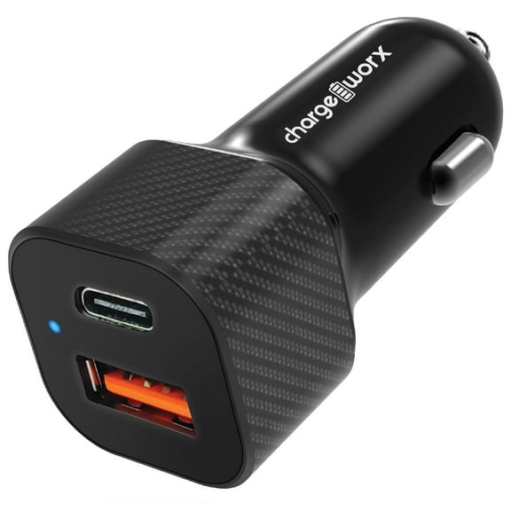 Chargeworx USB-C and USB-A Car Charger - Black