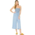 thumbnail image 4 of Love Tree Women's Juniors Smocked Culotte Chambray Jumpsuit (Blue, Medium), 4 of 4