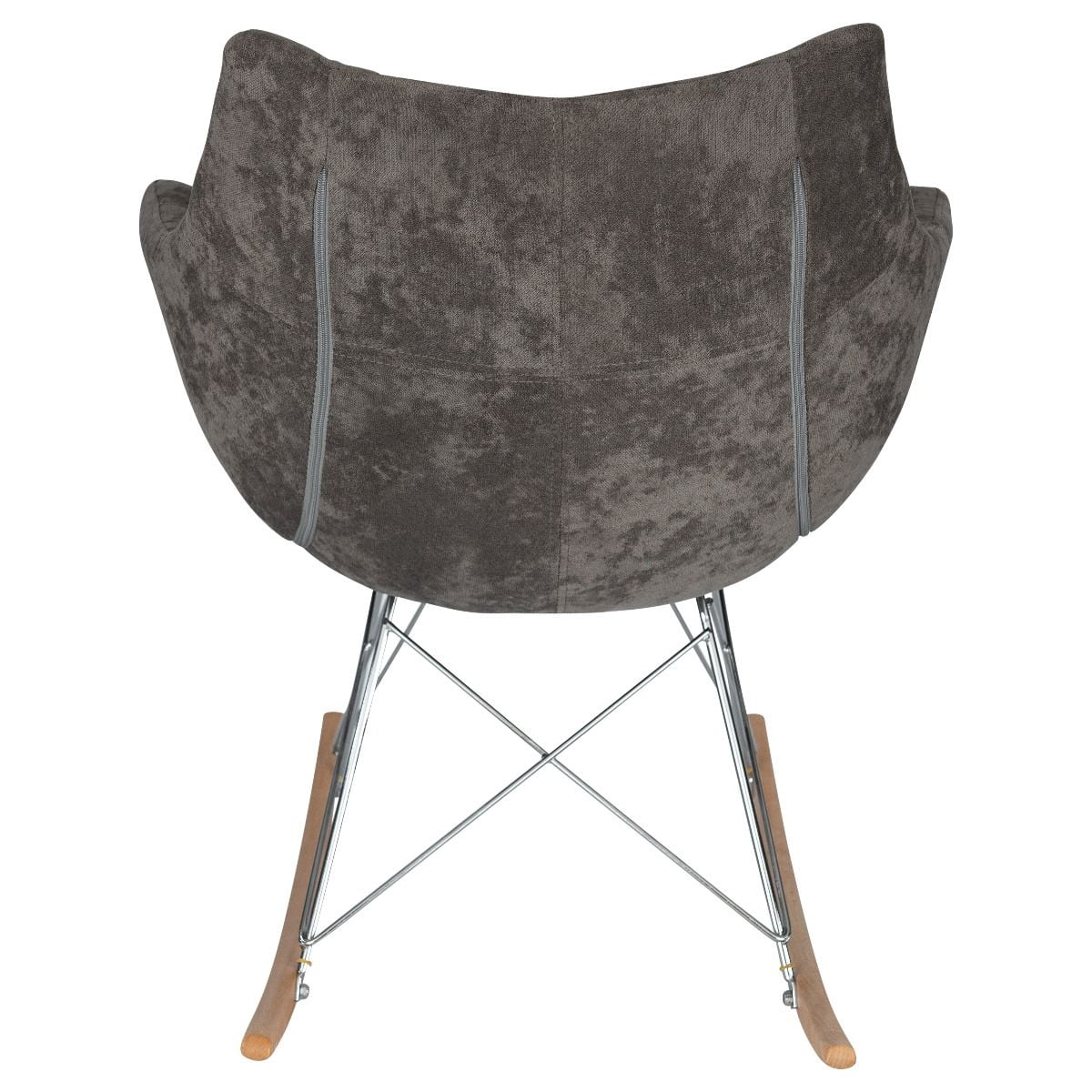 Modern Upholstered Rocking Chair – Small Accent Chair for Nursery, Kids, or Living Room | Cedar Brown Glider with Curved Back & Wood Rocker Legs