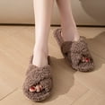 thumbnail image 3 of Women's Fuzzy Slippers Cozy Open Toe Cross Band Memory Foam House Shoes for Bride Wedding Laides Indoor Outdoor Slide, 3 of 6