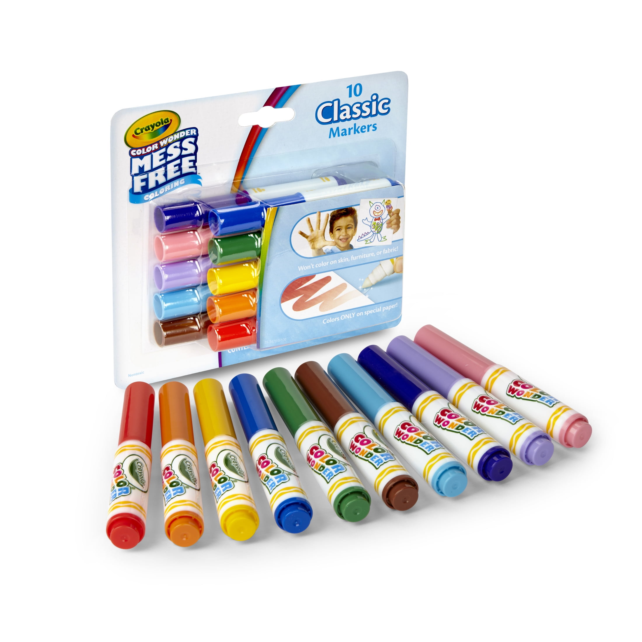 CRAYOLA Color Wonder – Kit De 10 Feutres Sans Tache – Encre Transparente – Pointe Maxi – Dès 3 Ans