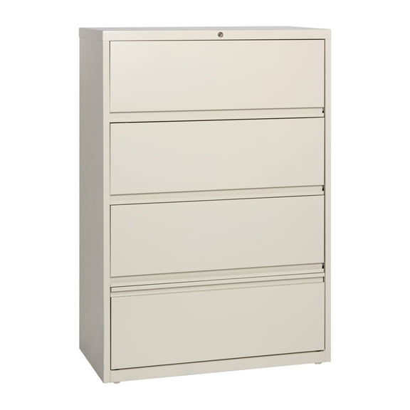 Hirsh 36 inch Wide 4 Drawer Metal Lateral File Cabinet with Roll-Out Shelves for Home and Office, Holds Letter, Legal and A4 Hanging Folders, Putty