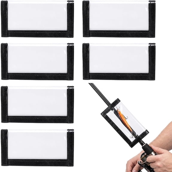 6 Pack Black Fishing Lure Wraps, Clear PVC Waterproof Lure Covers, Fishing Hook Protectors, See-Through Reusable Safety Wraps
