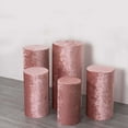 thumbnail image 4 of Efavormart Set of 5 Dusty Rose Crushed Velvet Cylinder Plinth Display Box Stand Covers, Premium Pedestal Pillar Prop Covers, 4 of 5
