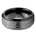 thumbnail image 2 of Tungsten Bear Outdoor Wilderness Heart Emoji Hand Band Ring 8mm Men Women Comfort Fit Black Step Bevel Edge Brushed Gray Polished, 2 of 4