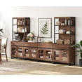 thumbnail image 3 of WAMPAT Modern TV Stand with 3 Tiers Bookshelf, Farmhouse Entertainment Center with 4 Drawers and Adjustable Shelf, Wooden Media TV Console with Glass Doors for Living Room, Brown, 3 of 12
