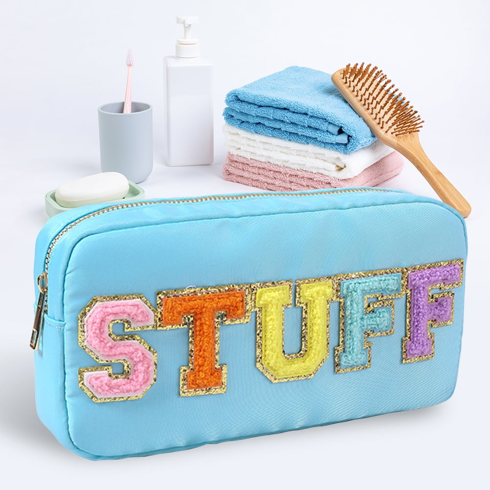 Jelyne 2 Pcs Terry Cloth Makeup Bag Zipper Pouch Handmade Terry Quilted  Fabric Travel Cosmetic Organizer Toiletry Bag Cute Makeup Bag Organizer  Case