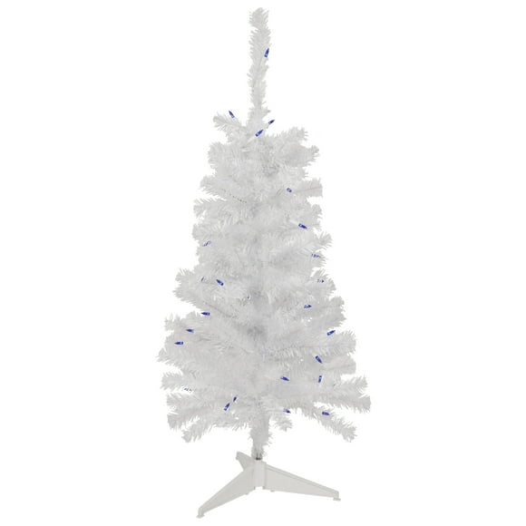 Northlight Pre-Lit Slim Woodbury White Pine Artificial Christmas Tree - 3' - Blue Lights