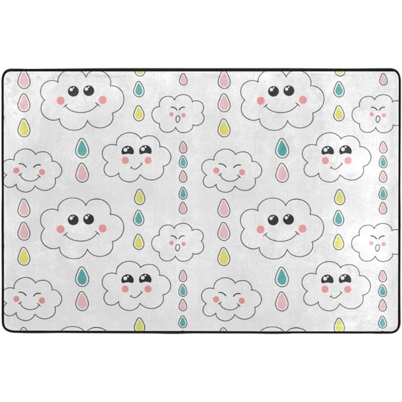 SKYSONIC Lightweight Soft Area Rugs Cloud and Rain Drop Floor Mat for Kids Playing Room Hardwood Floor Living Room Nursery Rugs, 72x48 inch