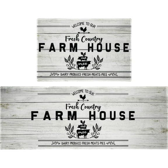 Farmhouse Kitchen Rugs and Mats Farmhouse Style Anti Fatigue Mats for Kitchen Floor Non Slip Kitchen Mat Farm House Waterproof Washable Rug Runner for Kitchen Laundry 17x30 17x47inch