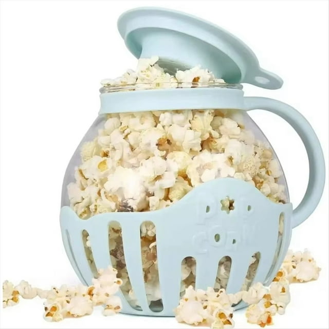 Microondas Palomitas de Maíz Cubo de Microondas Tazón Mini Máquina Segura Tapa de Silicona Fabricante de Palomitas de Maíz Azul