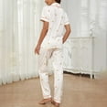 thumbnail image 6 of Fengactive Women's Printed Pajamas 2 Piece Short Sleeve Button Down Pjs Long Pants Loungewear Set, 6 of 8