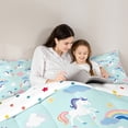thumbnail image 4 of Castle Fairy Cartoon Unicorn Twin Bedding Sets,Cute Floral Rainbow Bedding Comforter Set, 4 of 8
