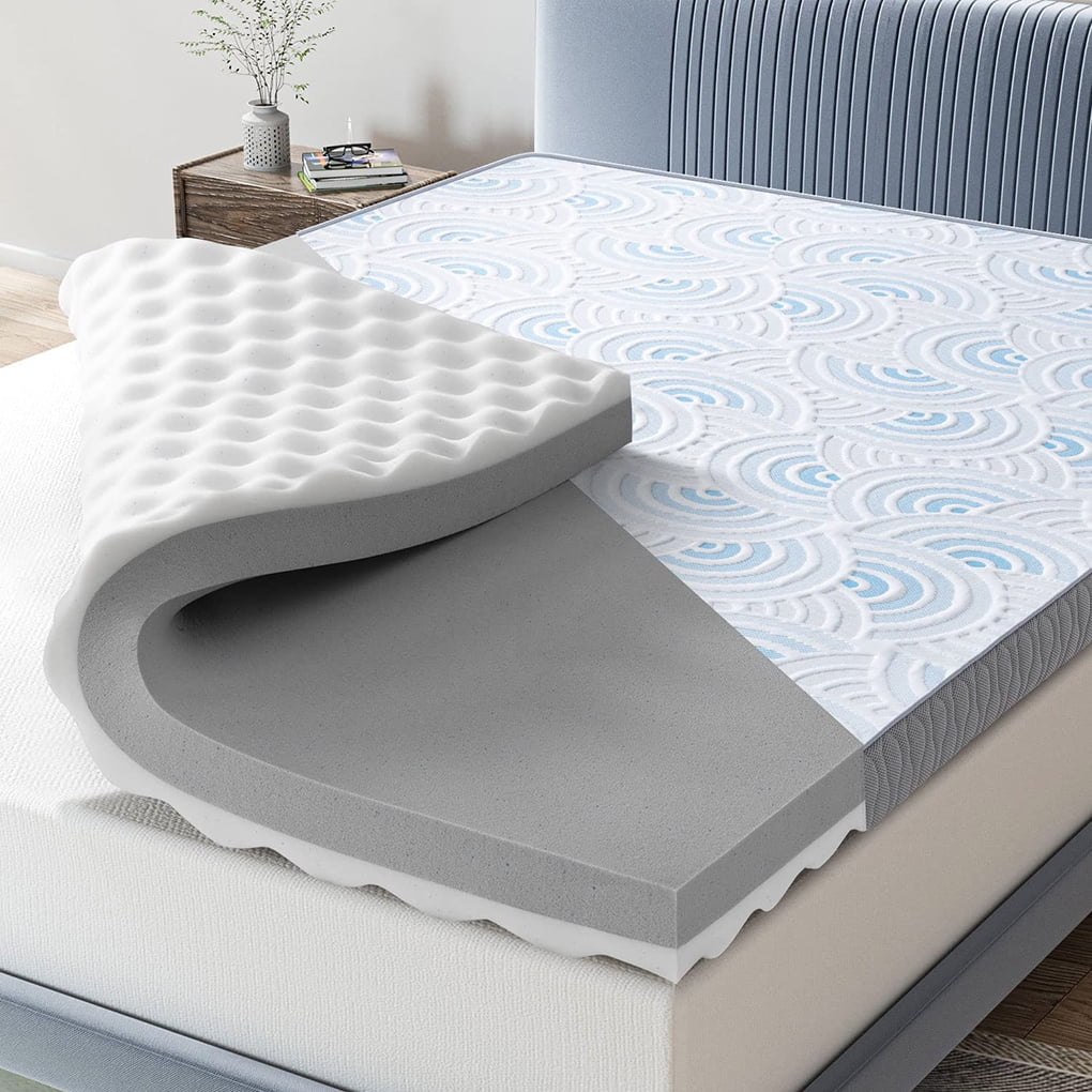 Memory foam mattress cover queen size, 3" gel and bamboo charcoal