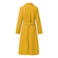 thumbnail image 5 of CCRFTGI Winter Coats for Women Dressy Casual Belted Wool Trench Mid Long Pea Coats Fashion Lapel Collar Coat Warm Overcoat with Belt Yellow M, 5 of 7