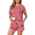 thumbnail image 3 of DremFish Women's Pajamas Sets Short Sleeve Lounge Sets Sleepwear Casual 2 Piece Pjs with Pockets, 3 of 7
