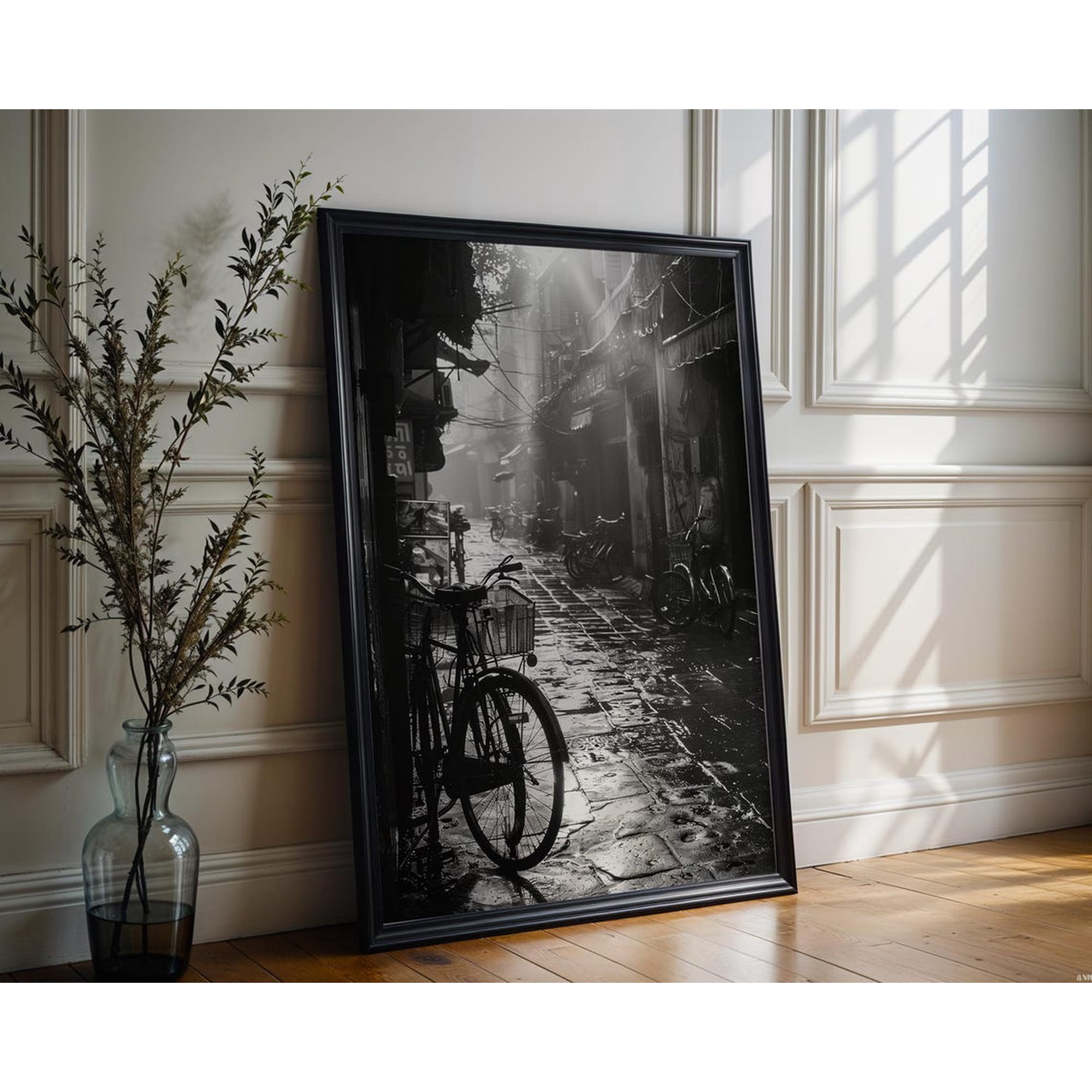 World Landmark Hanoi Bicycle Street Print Black And White Vietnam Travel Photography