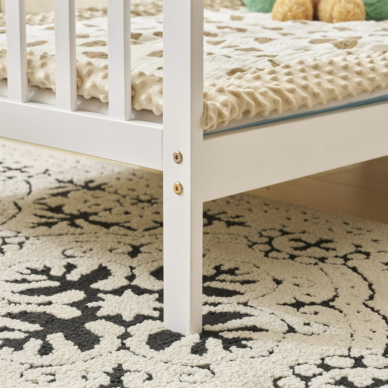 Ktaxon Wooden Toddler Bed, Safety Guardrails, Contemporary Design