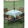 thumbnail image 5 of Square Outdoor Tablecloth with Umbrella Hole Blue Plaid Outside Table Cloth Waterproof Patio Table Cover Farmhouse Buffalo Check Stripes Modern Geometric Zipper Tablecloths for Picnic 54x54 Inch, 5 of 8