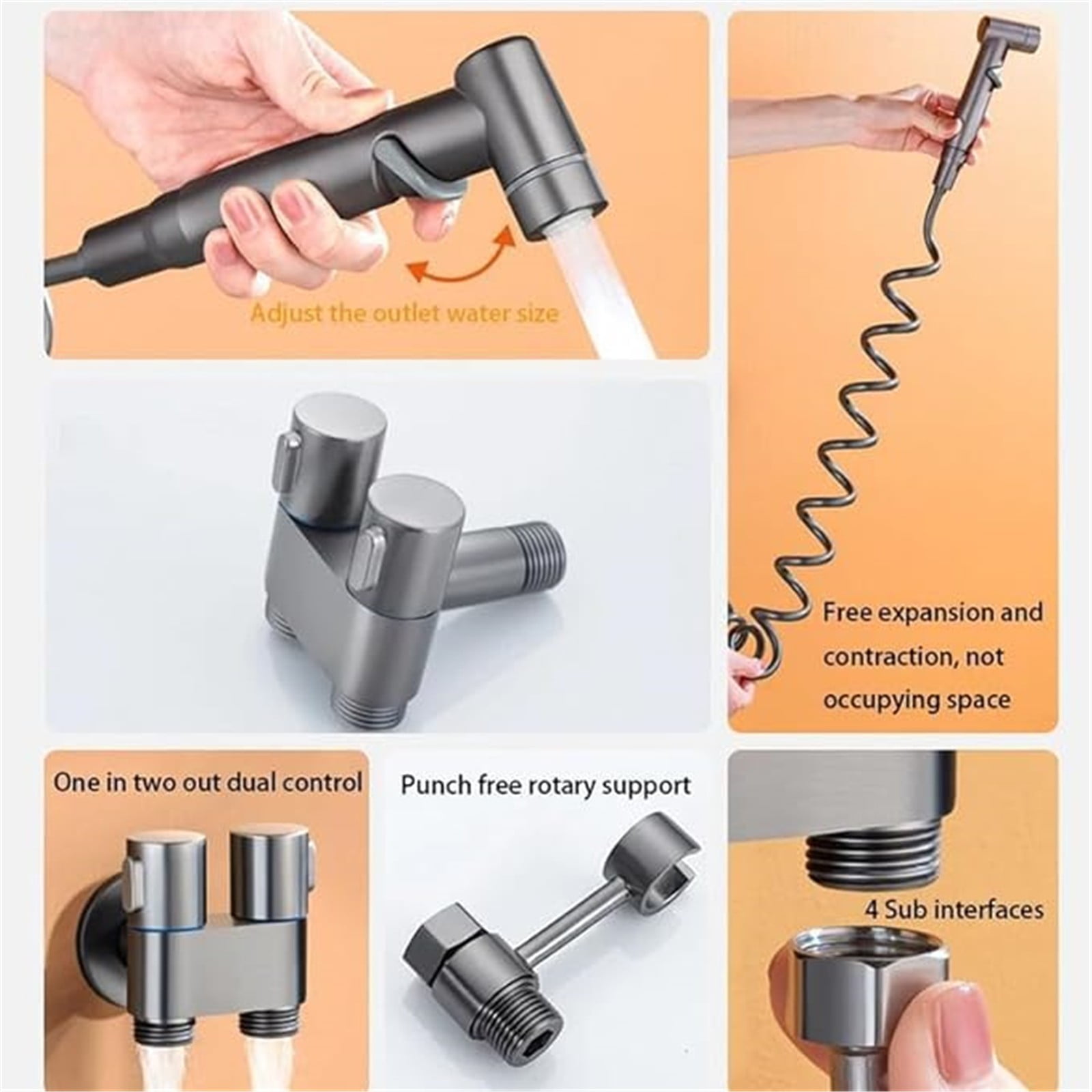 Bathroom Refresh Wall Mount Faucet Spray Set A,Bathroom Fresh Wall Mounted Faucet Spray Set Langgi Toilet Companion 1 In 2 Out Control Handheld Bidet Sprayer