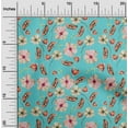 thumbnail image 1 of oneOone Georgette Viscose Turquoise Blue Fabric Flower Watercolor Dress Material Fabric Print Fabric By The Yard 42 Inch Wide, 1 of 4