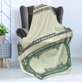thumbnail image 4 of Money Soft Flannel Fleece Throw Blanket, Dollar Bill Buck Design American Federal Reserve Note Pattern Wealth, Cozy Plush for Indoor and Outdoor Use, 70" x 90", Pale Green Grey, by Ambesonne, 4 of 5