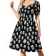 thumbnail image 3 of Vestido de manga corta de mahjong negro Vestidos largos vestidos de mujer ropa para mujer Vestido, 3 of 7