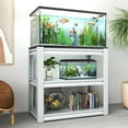 thumbnail image 6 of 40-50 Gallon Fish Tank Stand, Metal Aquarium Stand, Adjustable Heavy Duty Reptile Tank Stand, Adjustable 3-Tier Fish Tank Rack Shelf for Home Office, Tank Not Included, 31.5 "L x 18 "W x 34"H - White, 6 of 6